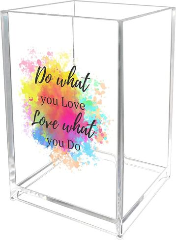 Art Teachers Valentines Mothers Day Birthday Gifts for Art Lovers Artists Painters Do What You Love Acrylic Pen Holder Paintbrush Holder Makeup Brush Organizer Inspirational Gift for Friends in Saudi Arabia