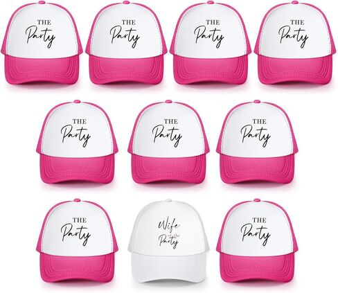 JaGely 10 Pack Funny Bachelorette Hats for Women,1 Pcs Wife of The Party Bride Hat 9 Pcs Team Bride Tribe Baseball Cap Adjustable Pink White for Bachelorette Party Decoration Accessories Favors in Saudi Arabia