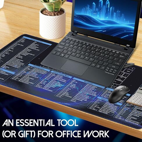 Bloss Excel Cheat Sheet Mouse Pad, Excel Shortcut Keys Mouse Pads 31.5 × 11.8 Inch, Non-Slip Mousepad with Stitched Edges, Gaming Mouse Pad in Kuwait