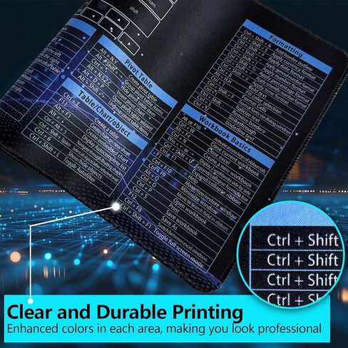 Bloss Excel Cheat Sheet Mouse Pad, Excel Shortcut Keys Mouse Pads 31.5 × 11.8 Inch, Non-Slip Mousepad with Stitched Edges, Gaming Mouse Pad in Kuwait