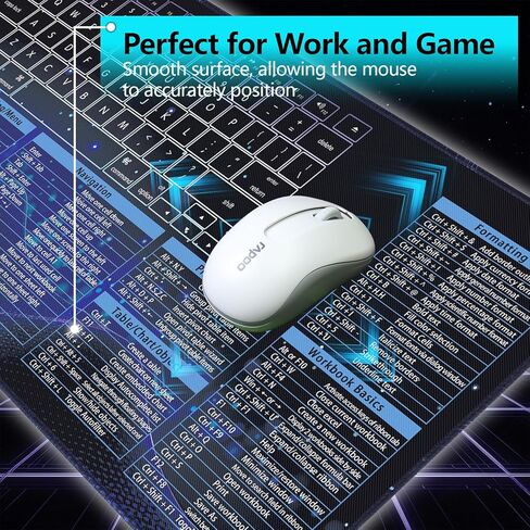 Bloss Excel Cheat Sheet Mouse Pad, Excel Shortcut Keys Mouse Pads 31.5 × 11.8 Inch, Non-Slip Mousepad with Stitched Edges, Gaming Mouse Pad in Kuwait