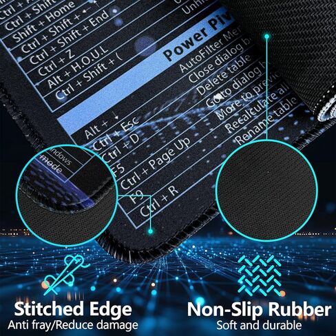 Bloss Excel Cheat Sheet Mouse Pad, Excel Shortcut Keys Mouse Pads 31.5 × 11.8 Inch, Non-Slip Mousepad with Stitched Edges, Gaming Mouse Pad in Kuwait