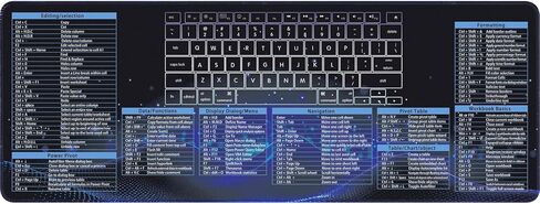 Bloss Excel Cheat Sheet Mouse Pad, Excel Shortcut Keys Mouse Pads 31.5 × 11.8 Inch, Non-Slip Mousepad with Stitched Edges, Gaming Mouse Pad in Kuwait