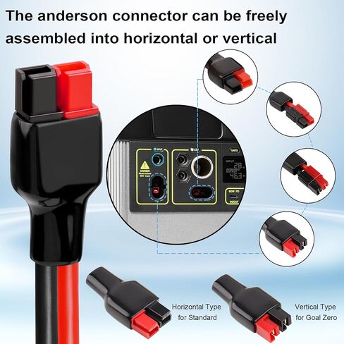 10AWG Anderson Extension Cable - 2FT Solar Extension Cable Anderson Connector for Portable Power Station Solar Panel Solar Generator in Kuwait
