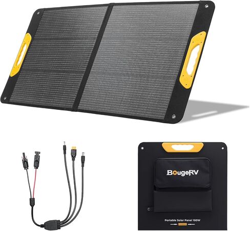 BougeRV 200W لوحة شمسية محمولة، شاحن بالطاقة الشمسية من الألياف الزجاجية، كفاءة تحويل تصل إلى 25%، لوحة شمسية قابلة للطي من النوع N، مقاومة للماء IP65 للتخييم، RV، Van، Boat، المشي لمسافات طويلة والاستخدام خارج الشبكة in Saudi Arabia