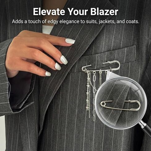 Metal Chain Tassel Brooches And Pins For Women Y2K Star Pendant Silver Brooch Pins Punk Chains Broches Aesthetic Broched Pins Decorative Sweater Coat Suit Costume Clothing Jewelry Fashion Accessories in Kuwait