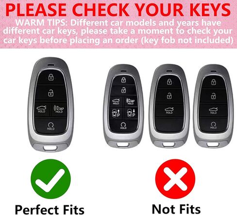 Fit for Hyundai Key Fob Cover with Diamond Keychain, Compatible with Hyundai 2020-2023 Sonata Santa fe Tucson Smart Key Protector for Women (5 Buttons, Silver) in Saudi Arabia