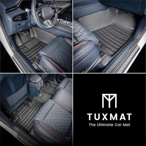TuxMat - for Genesis GV70 2022-2025 Models - Custom Car Mats - Maximum Coverage, All Weather, Laser Measured - This Full Set Includes 1st and 2nd Rows in Saudi Arabia