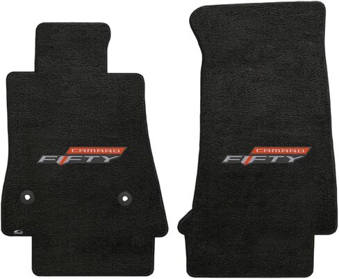يناسب CAMARO 2017 Custom Fit 2 PC Floor Mats EBONY VELOURTEX 50 ANNIVERSARY LOGO in Kuwait