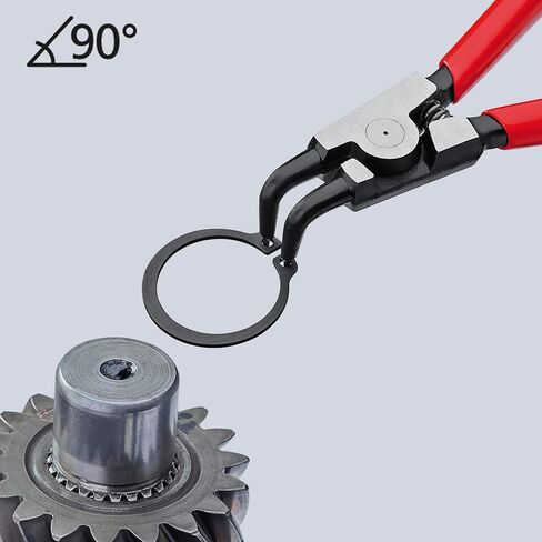KNIPEX Tools - Circlip Pliers, External, 90 Degree Angled, Forged Tip, 3/4"-2 23/64" Shaft Dia. (4621A21), 6.75, Black in Saudi Arabia