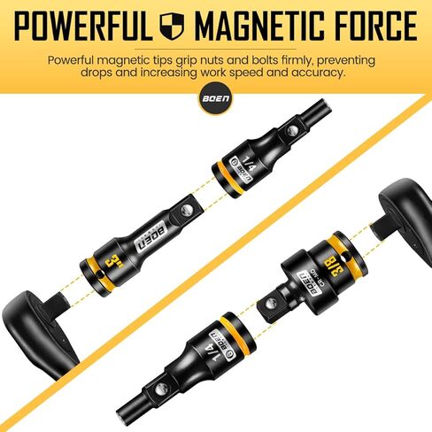 BOEN Magnetic Socket Extension, 1/4" Drive Magnetic Socket Adapters for Keep Bolts, CR-MO Steel Extension Bars with Magnetic Tips in Saudi Arabia