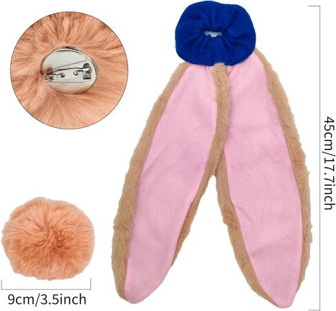 Set 4 Bunny Costume Set Bunny Ears Headband Hairtie Set Floppy Bunny Ears with Tail Plush Rabbit Hairband Hair Tie for Couple Women and Men Halloween Cosplay Party Dress-Up in Saudi Arabia