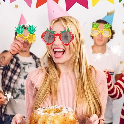 12 زوجًا من نظارات الفاكهة نظارات الأناناس الاستوائية مع 12 نمطًا، نظارات شمسية من هاواي على شكل فواكه مضحكة، إكسسوارات شاطئ لوا لمستلزمات الحفلات الصيفية في هاواي in Kuwait