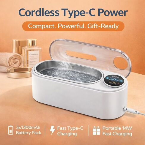 منظف ​​المجوهرات بالموجات فوق الصوتية، منظف بالموجات فوق الصوتية للتنظيف العميق 48 كيلو هرتز، سعة كبيرة 440 مل، 3 أوضاع للتحكم باللمس، خزان من الفولاذ المقاوم للصدأ للخواتم والنظارات والساعات وأطقم الأسنان in Kuwait