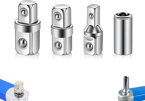 Socket Wrench Adapters, 4pcs 1/2",1/4" And 3/8" Square Drive Adapters, Double-head External Square Internal Hexagonal Connector Electric Wrench For Head Outer Square Electric Wrench Extension Rod in Kuwait