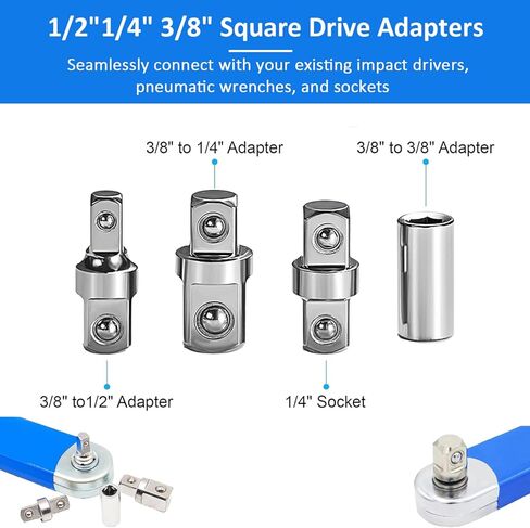 Socket Wrench Adapters, 4pcs 1/2",1/4" And 3/8" Square Drive Adapters, Double-head External Square Internal Hexagonal Connector Electric Wrench For Head Outer Square Electric Wrench Extension Rod in Kuwait