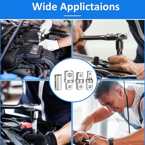 Socket Wrench Adapters, 4pcs 1/2",1/4" And 3/8" Square Drive Adapters, Double-head External Square Internal Hexagonal Connector Electric Wrench For Head Outer Square Electric Wrench Extension Rod in Kuwait