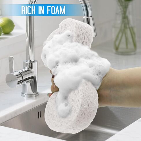3PCS Car Wash Sponge, Heavy Duty Car Sponges for Washing, Car Accessories Large Sponges for Cleaning, Automotive Cleaning Supplies, Eco Friendly Sponge (7.68 x 3.74 x 1.38 Inch), White in Saudi Arabia