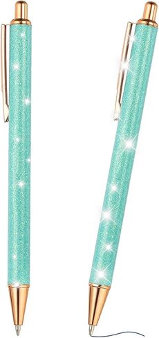 PATIKIL Glitter Ballpoint Pen, 2Pcs Sparkly Fancy Glitter Pen Retractable Press Metal Journaling Writing Pens Black Ink for Women Girls Office Birthday, Pink in Saudi Arabia