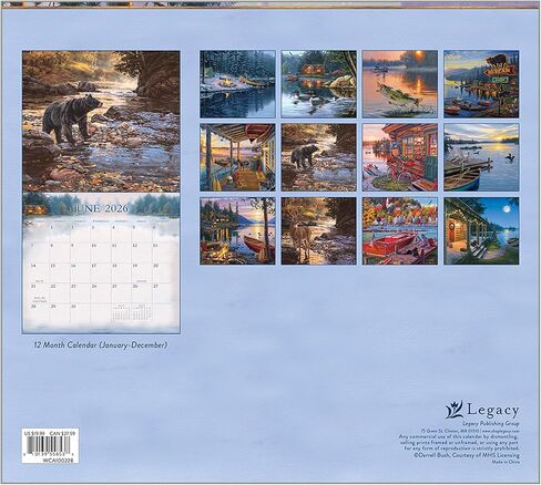 Legacy Publishing Group 2026 Wall Calendar 12-Month Schedule Organizer 12 x 13 Inch Paper With Brass Grommet Cabin View in Saudi Arabia