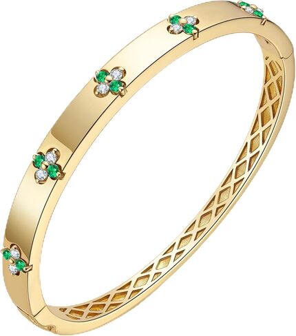 Lucky Bangles Bracelets for Women Moissanite D Color VVS1 14K Gold Plated Bracelet 925 sterling silver Four Leaf Clover Non Tarnish Easily in Kuwait