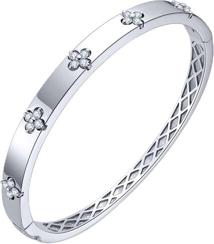Lucky Bangles Bracelets for Women Moissanite D Color VVS1 14K Gold Plated Bracelet 925 sterling silver Four Leaf Clover Non Tarnish Easily in Saudi Arabia