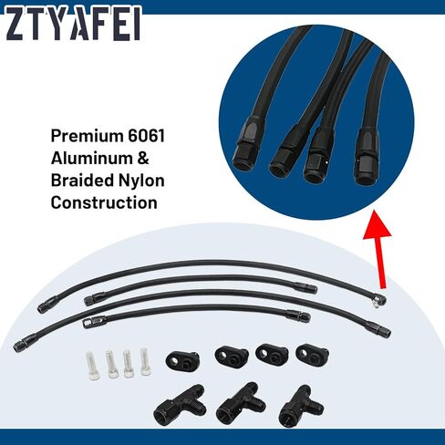 مجموعة 4AN كاملة من الألومنيوم لتنفيس البخار وخرطوم التبريد المتقاطع لمحركات LS/LSX/LS1/LS2/LS6/LM7 - أسود من الفولاذ المقاوم للصدأ مضفر مع الأجهزة in Kuwait