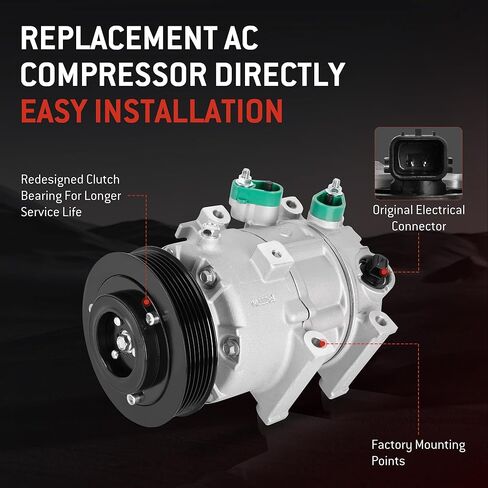 ضاغط تكييف هواء السيارات HYR مناسب لسيارة Hyundai Sonata 2012-2014 & Kia Optima 2012-2018، 2.0L 2.4L، 6 أخاديد، استبدال #977013V110 in Kuwait