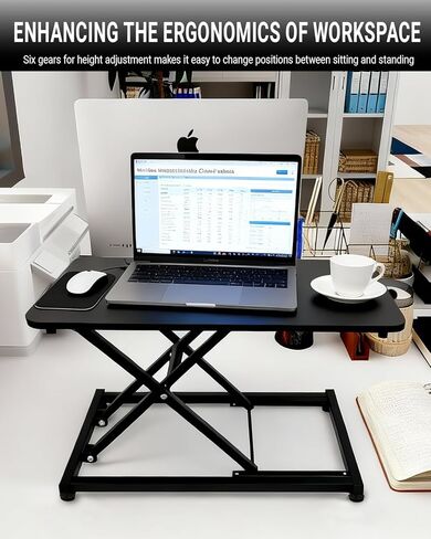 23.6″x13.4" Standing Desk Converter with Adjustable Feet, Height Adjustable Riser for Laptop, Portable Sit Stand Up Desk Workstation for Home Office, Compact & Foldable in Saudi Arabia