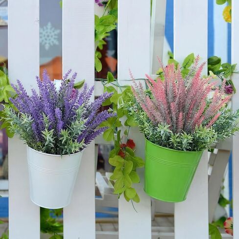 Zeyune 36 Bundles Artificial Flowers Flocked Plastic Flowers Artificial Frosted Green Plants UV Resistant Fake Realistic Eucalyptus Violet Lavender Plants for Home Wedding Kitchen Garden Patio Decor in Saudi Arabia