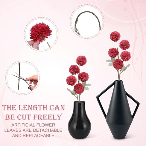 INQCMY Artificial Flowers 12pcs Ball Chrysanthemums for Weddings Silk with Stemsdiy Champagne Bouquets Indoor and Outdoor Decoration Kitchen Table Decor (Red) in Saudi Arabia