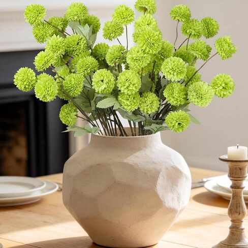 INQCMY Artificial Flowers 12pcs Ball Chrysanthemums for Weddings Silk with Stemsdiy Champagne Bouquets Indoor and Outdoor Decoration Kitchen Table Decor (Red) in Saudi Arabia