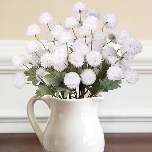 INQCMY Artificial Flowers 12pcs Ball Chrysanthemums for Weddings Silk with Stemsdiy Champagne Bouquets Indoor and Outdoor Decoration Kitchen Table Decor (Red) in Saudi Arabia