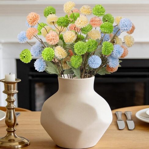 INQCMY Artificial Flowers 12pcs Ball Chrysanthemums for Weddings Silk with Stemsdiy Champagne Bouquets Indoor and Outdoor Decoration Kitchen Table Decor (Red) in Saudi Arabia