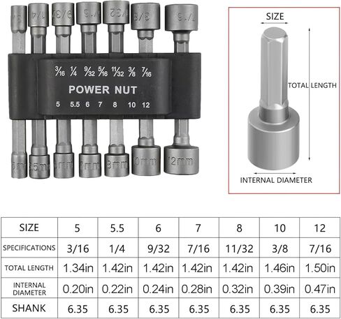14 PCS Power Nuts Driver Drill Bit Tools Set, Metric Socket Wrench Screw 1/4'' Driver Hex Keys in Saudi Arabia