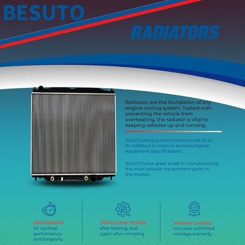 BESUTO Aluminum Radiator | Compatible with Toyota CAMRY 2.5 L4,2012-2017 | 16mm Core Thickness | Replaces CU13270 in Kuwait