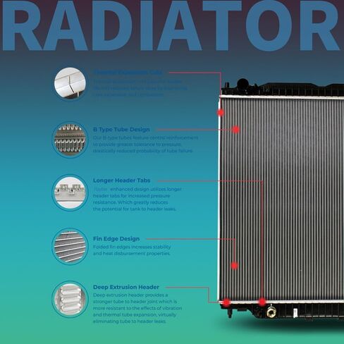 BESUTO Aluminum Radiator | Compatible with Toyota CAMRY 2.5 L4,2012-2017 | 16mm Core Thickness | Replaces CU13270 in Kuwait