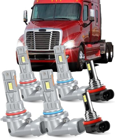 متوافق مع مصابيح الإضاءة الأمامية Freightliner Cascadia 2008-2017، H11 High Beam + H11 Low Beam + H11Fog Light Bulbs Combo، سطوع 600% 6500K 22000LM، التوصيل والتشغيل، حزمة من 6 in Saudi Arabia