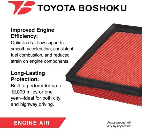 Toyota Boshoku (TB) Engine Air Filter, Engineered as Direct Replacement of 17801-24040 Fits 2023-2025 Toyota Prius 2.0L HYBRID; 2023-2026 Corolla Cross 2.0L HYBRID; 2019-2024 Lexus UX250h 2.0L HYBRID in Kuwait