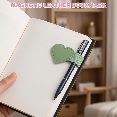 3 PCS Magnetic Bookmark Pen Holder, Heart Shaped Reading Accessory with Leather Bookmark Set, Book Organization Tool for Professionals, Colorful Bookmarks with Storage Box in Kuwait