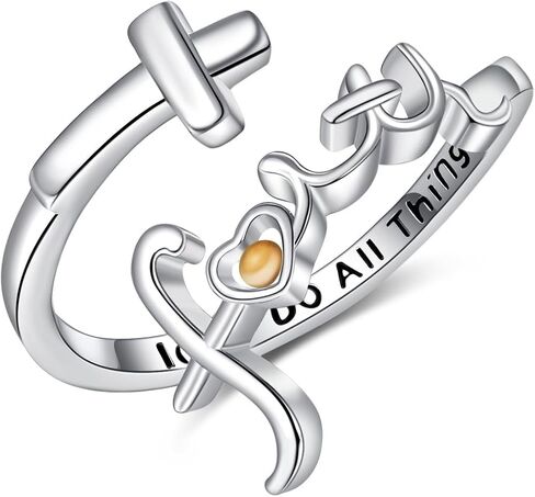 VONALA Faith Rings for Women 925 Sterling Silver Mustard Seed Cross Ring Faith Over Fear Hope Purity Ring Christian Jewelry in Saudi Arabia
