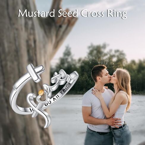 VONALA Faith Rings for Women 925 Sterling Silver Mustard Seed Cross Ring Faith Over Fear Hope Purity Ring Christian Jewelry in Saudi Arabia