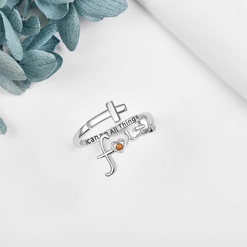 VONALA Faith Rings for Women 925 Sterling Silver Mustard Seed Cross Ring Faith Over Fear Hope Purity Ring Christian Jewelry in Saudi Arabia