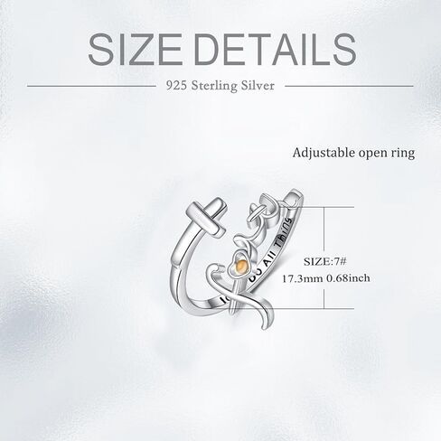 VONALA Faith Rings for Women 925 Sterling Silver Mustard Seed Cross Ring Faith Over Fear Hope Purity Ring Christian Jewelry in Saudi Arabia