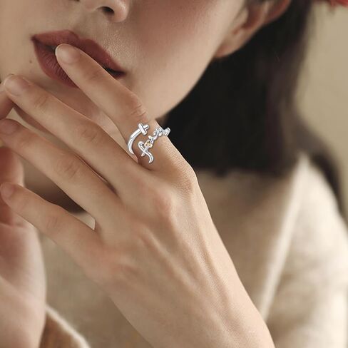 VONALA Faith Rings for Women 925 Sterling Silver Mustard Seed Cross Ring Faith Over Fear Hope Purity Ring Christian Jewelry in Saudi Arabia