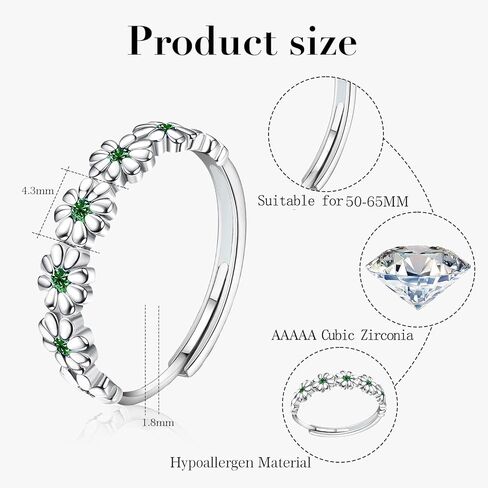 HEEYA Dainty Daisy Rings for Women,Sterling Silver Rings to my Daughter,Adjustable Thumb Ring for Women,Daisy Flowers Rings for Daughter,Thumb Jewelry for Birthday,Wedding with Gift Card in Saudi Arabia