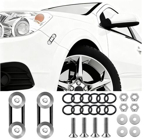 مجموعة أدوات الفك السريع لمصد السيارة مكونة من 28 قطعة، قفل حامل صندوق السيارة الأمامي والخلفي للمركبة، 4 عروات للفك السريع و12 حلقة دائرية ومسامير غسيل، عالمية لمعظم المركبات (أسود) in Kuwait