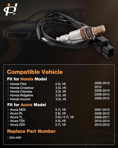 مستشعر الأكسجين المصب 234-4461 O2 متوافق مع 2008-2015 Honda Pilot، Crosstour، Odyssey، Ridgeline، Accord 3.5L V6؛ أكيورا MDX، RL، TL، TSX، ZDX 2007-2014 in Saudi Arabia