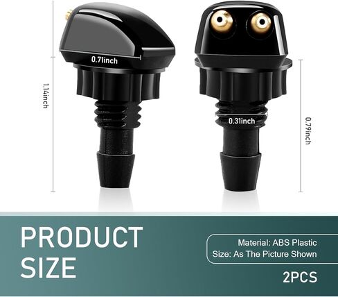 Eratus 2 PCS Front Windshield Washer Nozzle, Dual Hole Straight Post Powerful Jet Wiper Nozzle, 0.31" Connector with Plastic Nut, Universal for Most Cars Cleaning Nozzle Accessories (Black) in Kuwait