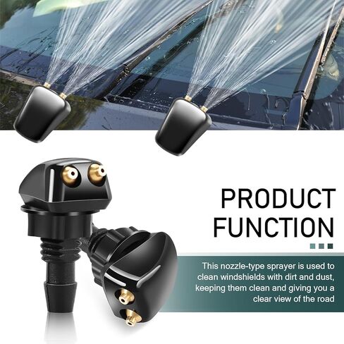 Eratus 2 PCS Front Windshield Washer Nozzle, Dual Hole Straight Post Powerful Jet Wiper Nozzle, 0.31" Connector with Plastic Nut, Universal for Most Cars Cleaning Nozzle Accessories (Black) in Kuwait